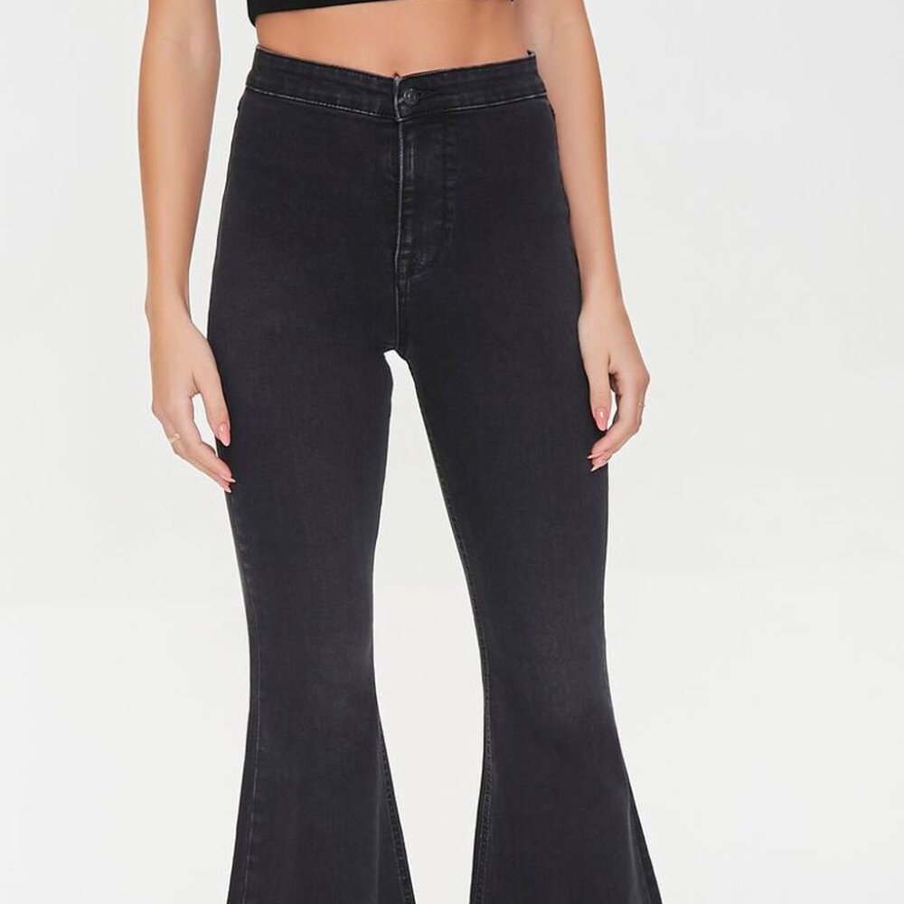 Cotton High Rise Flare Jeans